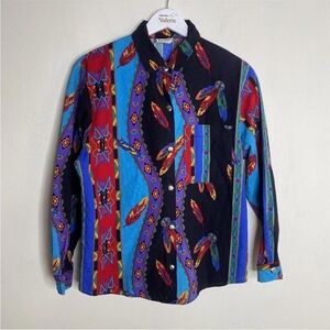 Vintage Western Plains Trading Co. Colorful Casual Button Down Shirt Men’s sz M